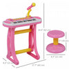 Qaba Kids Toddler Toy Piano Keyboard With Included Sitting Stool, Working Microphone, A Fun Bright F|Qaba Clavier De Piano Enfants Avec Tabouret D'assise Inclus, Microphone De Travail, Lampe De Poche L