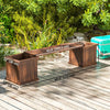 Outsunny Raised Garden Bed Plant Stand Wooden Garden Planter & Bench