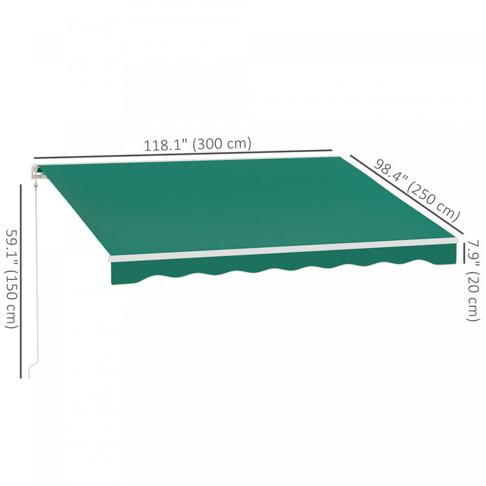 Outsunny 10' X 8' Electric Retractable Awning W/ Remote Controller, Green