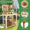 Costway Garden Potting Table Outdoor Potting Bench Wooden Workstation W/storage Shelf