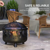 Outsunny 24" Round Outdoor Fire Pit 2-in-1 Firepit Bowl W/ Lid, Grill|Outsunny Foyer Exterieur Rond De 24 Po, Foyer 2 En 1 Avec Couvercle, Grill