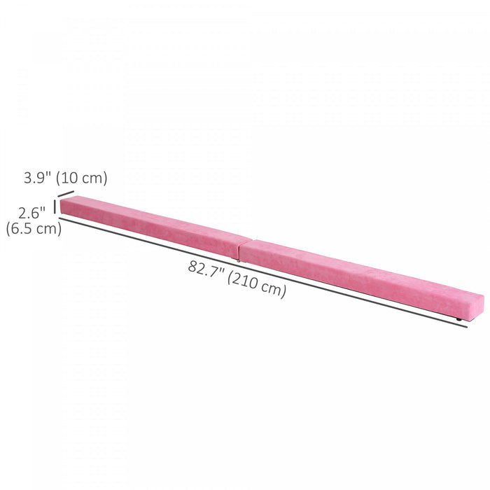 Soozier 7FT Folding Balance Beam, Gymnastics Beam with Suede Surface, Pink