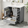Emma 30" Solid Wood Bathroom Vanity with Ceramic Sink and Soft-Close Door, Grey | Emma Meuble-lavabo en bois massif de 30" avec vasque en ceramique et porte a fermeture douce, Gris