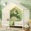 Paul Montessori Floor Bed with Canopy and High Railings,Twin Size，White Twin Bed | Paul Lit Montessori au sol avec baldaquin et barrieres hautes, Taille Simple, Blanc