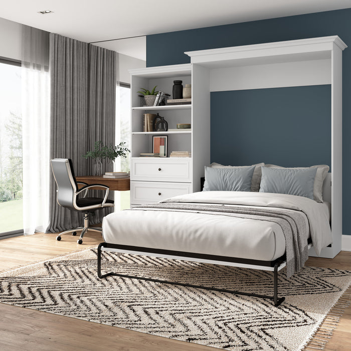 Bestar Versatile Queen Murphy Bed and Closet Organizer with Drawers (103 W) - White