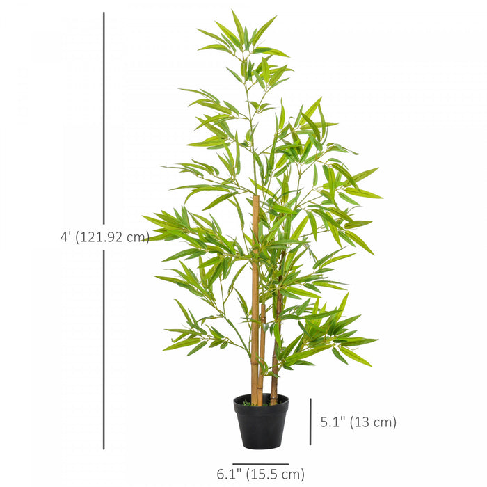 Outsunny Artificial Bamboo Tree, 4ft Fake Decorative Plant in Nursery Pot