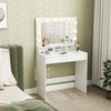 HOMCOM Makeup Vanity Table with LED Mirror and Charging Station, White