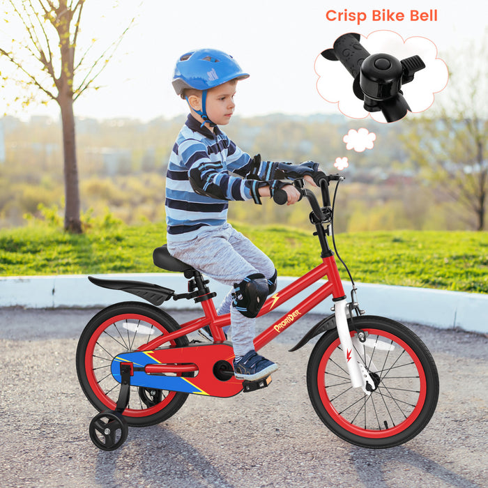 Costway 16\" Kid's Bike With Removable Training Wheels & Basket For 4-7 Years Old Red