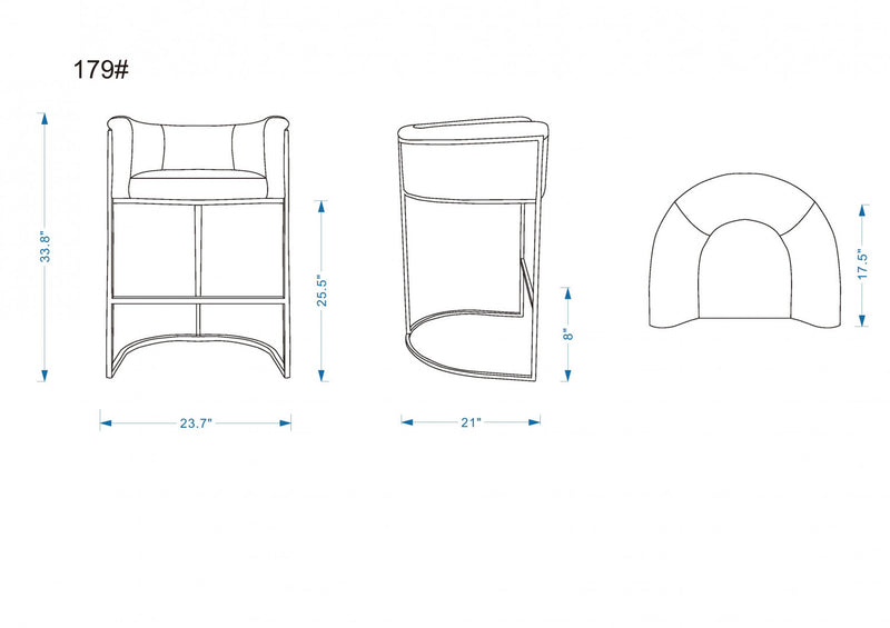 Cosmopolitan Mid-Century Modern Metal Upholstered Counter Stool in Camel - Set of 3 Bar Stool