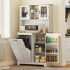 HOMCOM Kitchen Pantry Cabinet with Charging Station and Trash Can Cabinet