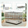 Pawhut Dog Crate, 41" Folding Metal Dog Kennel With 2 Doors, Removable Tray, Soft Cushion, Handle, Pet Cage For Extra Large Dogs, Black