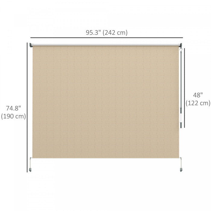 Outsunny Outdoor Roller Shade, 8' X 6' Patio Door Blinds, Beige