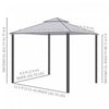 12' Outdoor Patio Gazebo Pavilion Canopy Tent With Netting, Light Grey
