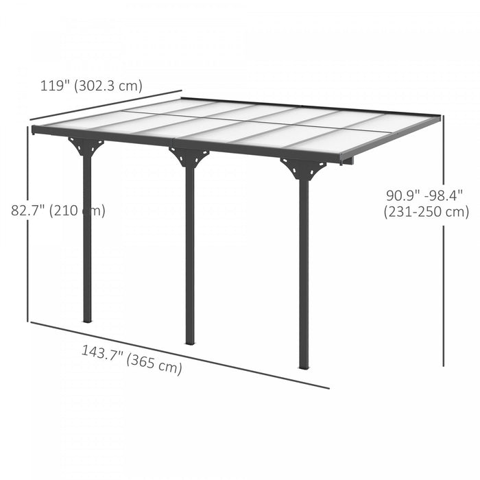 Outsunny 10' X 12' Outdoor Hardtop Pergola Polycarbonate Roof Gazebo Grey