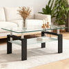 Liam Modern Rectangle Clear Tempered Glass Coffee Table,Black | Table basse moderne rectangulaire en verre trempe transparent Liam, noire