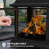 Outsunny 26" Fire Pit With Poker, Chimney Style Wood Burning Firepit, Black|Outsunny Foyer A Bois De 26 Po Avec Tisonnier, De Style Cheminee, Noir