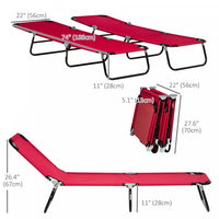 Outsunny Folding Outdoor Lounge Chair Set Of 2, Adjustable Backrest, Red