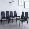 Ava Modern Diamond Grid Pattern Dining Chair Set (6-Pack) with Fireproof Leather and Metal Frame,Black  | Ensemble de chaises de salle a manger modernes Ava avec motif de grille en diamant (lot de 6), cuir ignifuge et cadre en metal, noir