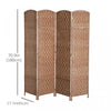 Homcom Double Hinged Woven Wicker Room Divider And Privacy Screens|Homcom Separateur De Piece En Osier Tisse A 4 Panneaux 6ft
