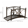 Outsunny Garden Bridge 3.3', Floral Pond Bridge With Safety Railings Brown