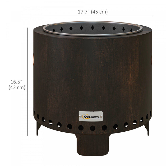 Outsunny Smokeless Fire Pit, Portable Wood Burning Firepit With Poker Black