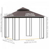 Outsunny 10' X 10' Outdoor Patio Gazebo Canopy With Double Tier Roof, Removable Mesh Curtains, Displ|Auvent De Terrasse Exterieure Outsunny 10 Pi X 10 Pi Avec Toit A Deux Niveaux, Rideaux En Maille Amo