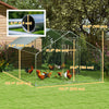 PawHut Metal Chicken Coop, 9.8 x 11.2 FT Walk-in Chicken Run with Weatherproof UV Cover, Lockable Door, Large Outdoor Poultry Cage for 10-15 Chickens, for Farm Yard Garden, Silver