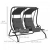 Outsunny 2-seat Patio Swing Chair W/ Removable Canopy & Cup Holders, Grey|Outsunny Balancoire De Patio 3 Places Avec Auvent Reglable, Gris