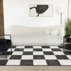 Covington Black White Checkered Pattern Rug, 7'10" x 10'6" Indoor Area Rug | Tapis Covington a Carreaux Noir et Blanc, 7'10" x 10'6"