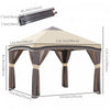 Outsunny 10' X 10' Pop Up Canopy Foldable Party Tent With Nettings, Beige|Outsunny 10' X 10' Tente De Fete Pliable Avec Filets, Beige