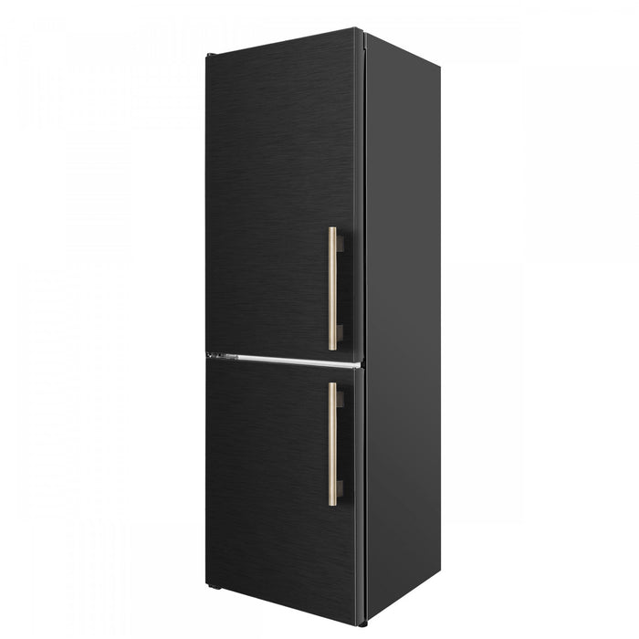 Forno Custodia 24\" Bottom Freezer, 10.3 cu.ft., Left Swing, Ice Maker, Black - FFFFD1766-24BLK-LS Refrigerator