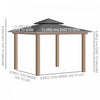 Outsunny 12' X 12' Wood Frame Hardtop Gazebo Galvanized Steel Canopy Outdoor Shelter With Double Ven|Outsunny 12' X 12' Tonnelle De Jardin A Toit Rigide Auvent Exterieur En Metal Galvanise Avec Double