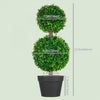 HOMCOM Artificial Boxwood Topiary Tree Set of 2, Faux Boxwood Topiary Trees
