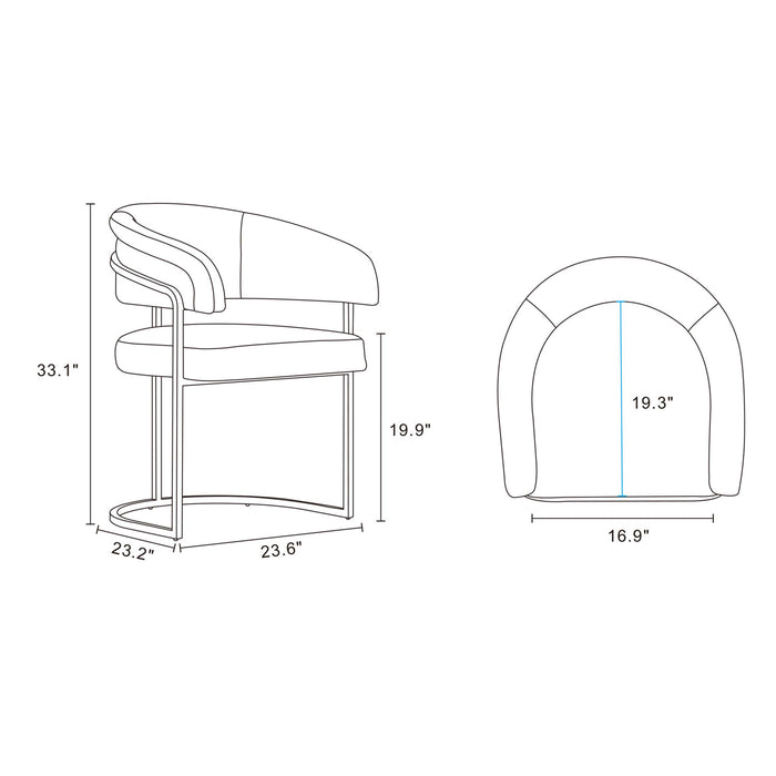 Augusta Modern Metal Vegan Leather Dining Chair in White - Set of 6