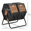 Outsunny 34.5 Gallon Composter, Dual Chamber Compost Bin, Brown|Outsunny Bac A Compost A Double Chambre De 34,5 Gallons Avec Pieds En Acier