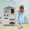 Costway Kids Farmhouse Kitchen Play Set Wooden Pretend Toy With Storage & Accessories