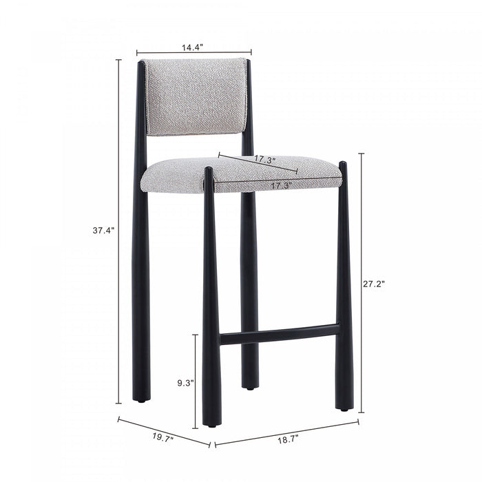 Lennor Mid-Century Modern Boucle Metal Counter Stool in Champagne