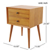 Emma Mid-Century Modern Nightstand with 2 Drawers,Natural | Emma Table de Nuit Moderne Mid-Century avec 2 Tiroirs, Naturel