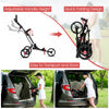 Costway Foldable 3 Wheel Steel Golf Pull Push Cart Trolley Club W/ Umbrella Holder