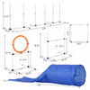 Pawhut 5 Piece Outdoor Game Dog Agility Training Equipment Set Agility Starter Kit Jumping Ring Hurdle Bar Tunnel