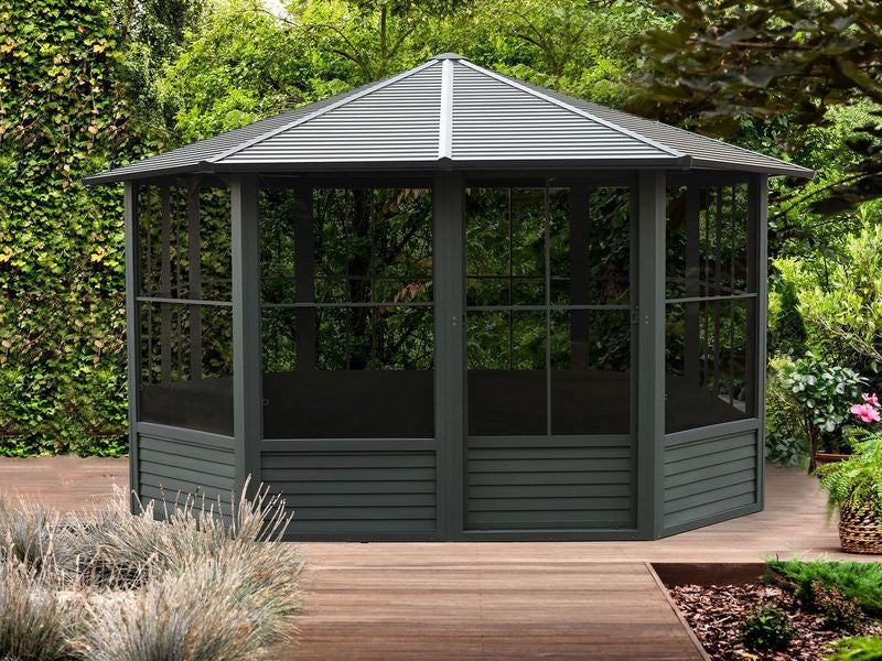 Florence Solarium 12x12 Metal Roof In Black