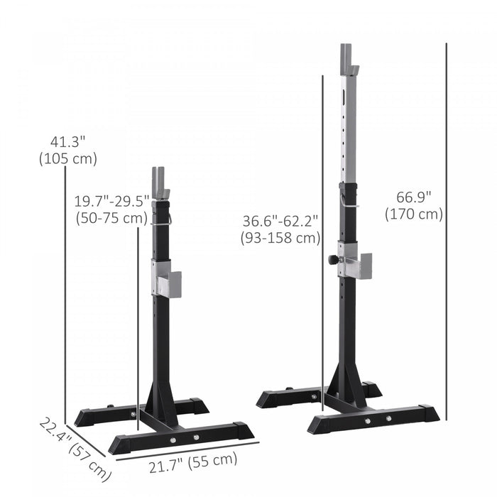 Soozier 2-Piece Adjustable Squat Rack for Home Gym Strength Training, Black