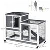 Pawhut Rabbit Hutch Indoor Bunny Cage Guinea Pig House On Wheels With Run, Pull Out Trays, Grey And |Pawhut Clapier D'interieur En Bois Pour Lapin Avec Cage Surelevee Avec Enclos Ferme Avec Roues, Idea
