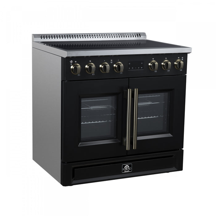 Forno Torino French Door 36 Inch Black Induction Range, 5.36 cu.ft. - FFSIN0950-36BLK Electric Range