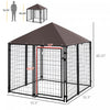 Pawhut Lockable Dog House Kennel With Water-resistant Roof For Small And Medium Sized Pets, 4.6' X 4|Pawhut Chenil Pour Chiens En Metal Et Tissu Oxford Toit Resistant Aux Intemperies Porte Verrouillabl