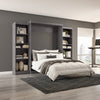 Bestar Pur Queen Murphy Bed and Two Shelving Units 115-Inch Wall Bed - Bark Grey|Grand lit escamotable mural Pur de Bestar de 115 po avec 2 meubles à tablettes - gris écorce