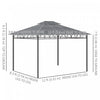 Outsunny 10' X 12' Double roof Hardtop Gazebo With Nettings curtains Khaki