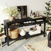 Emma 59.1'' Farmhouse Entryway Table with Drawers and Open Shelf,Black Sofa Table  | Table d'entree Emma 59,1'' de style ferme avec tiroirs et etagere ouverte, noire