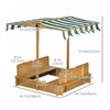 Wooden Kids Sandbox With Cover, Children Outdoor Sand Play Station With Foldable Bench Seats, Adjust|Bac A Sable En Bois Pour Enfants Avec Couvercle, Station De Jeu De Sable D'exterieur Pour Enfants Av