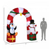 Outsunny 9ft Inflatable Christmas Cane Arch W/ Penguin Snowman|Outsunny Arche De Noel Gonflable De 9ft Avec Bonhomme De Neige